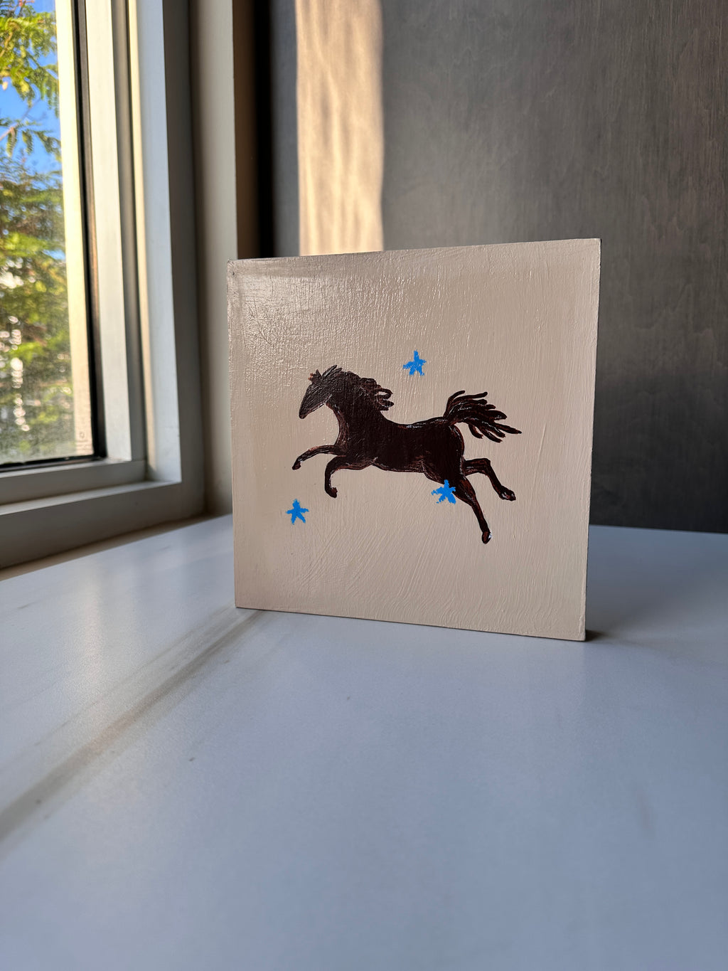 The Anchor · Original Dark Horse Painting on Wood | Wild Hearts Collection