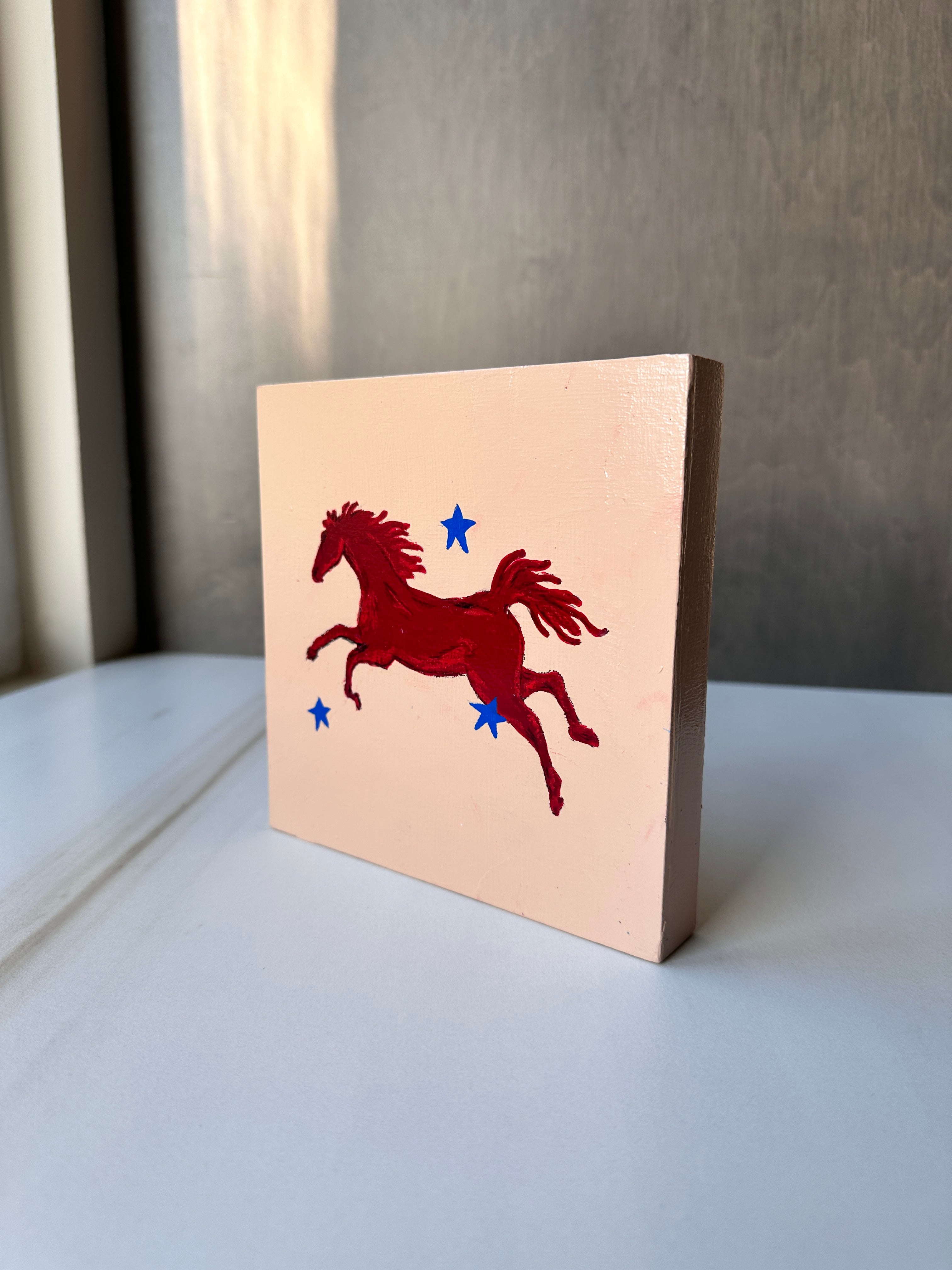 The Rebel · Original Red Horse Painting on Wood | Wild Hearts Collection