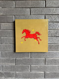 The Wild · Original Red Horse Painting on Ochre Wood | Wild Hearts Collection