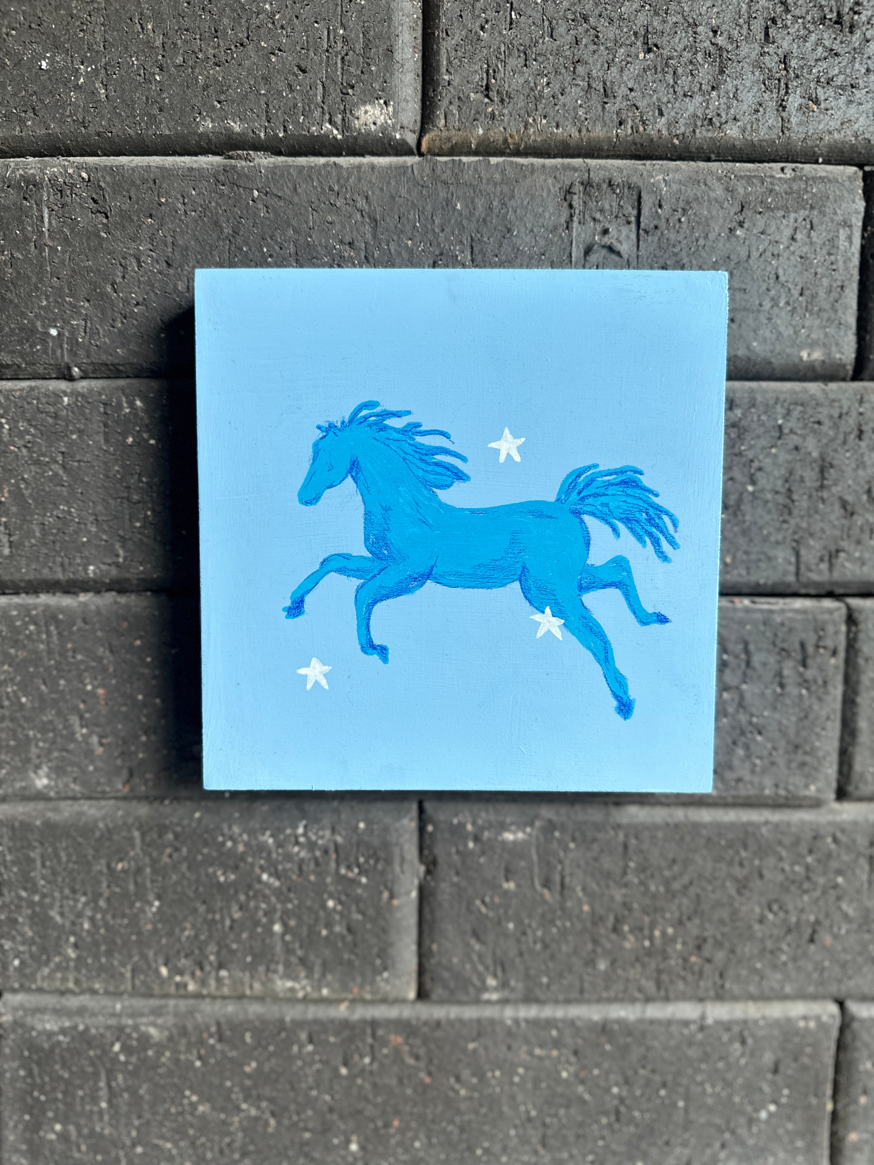 The Dreamer · Original Blue Horse Painting on Wood | Wild Hearts Collection