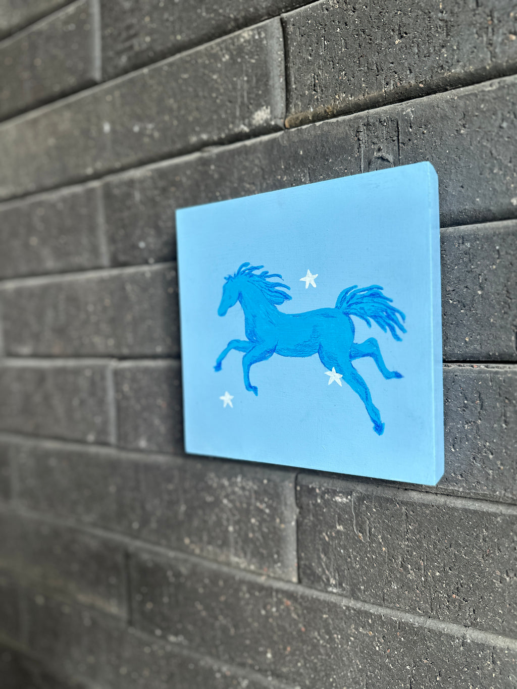 The Dreamer · Original Blue Horse Painting on Wood | Wild Hearts Collection