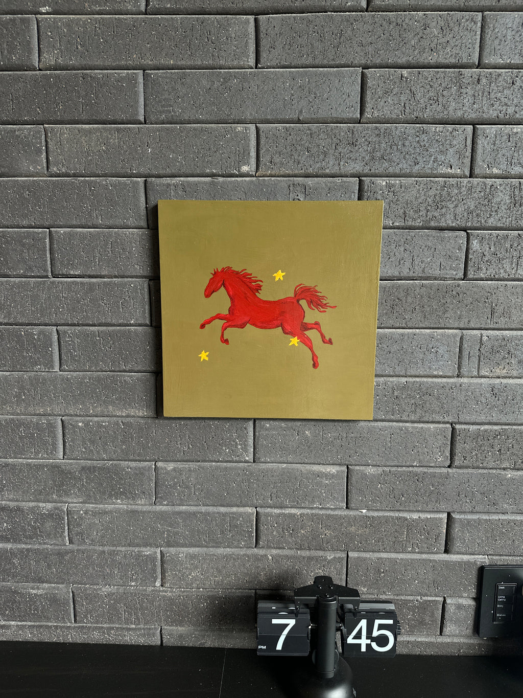 The Wild · Original Red Horse Painting on Ochre Wood | Wild Hearts Collection
