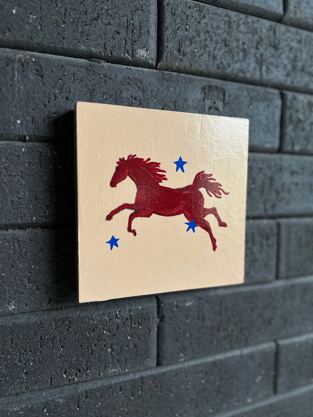 The Rebel · Original Red Horse Painting on Wood | Wild Hearts Collection