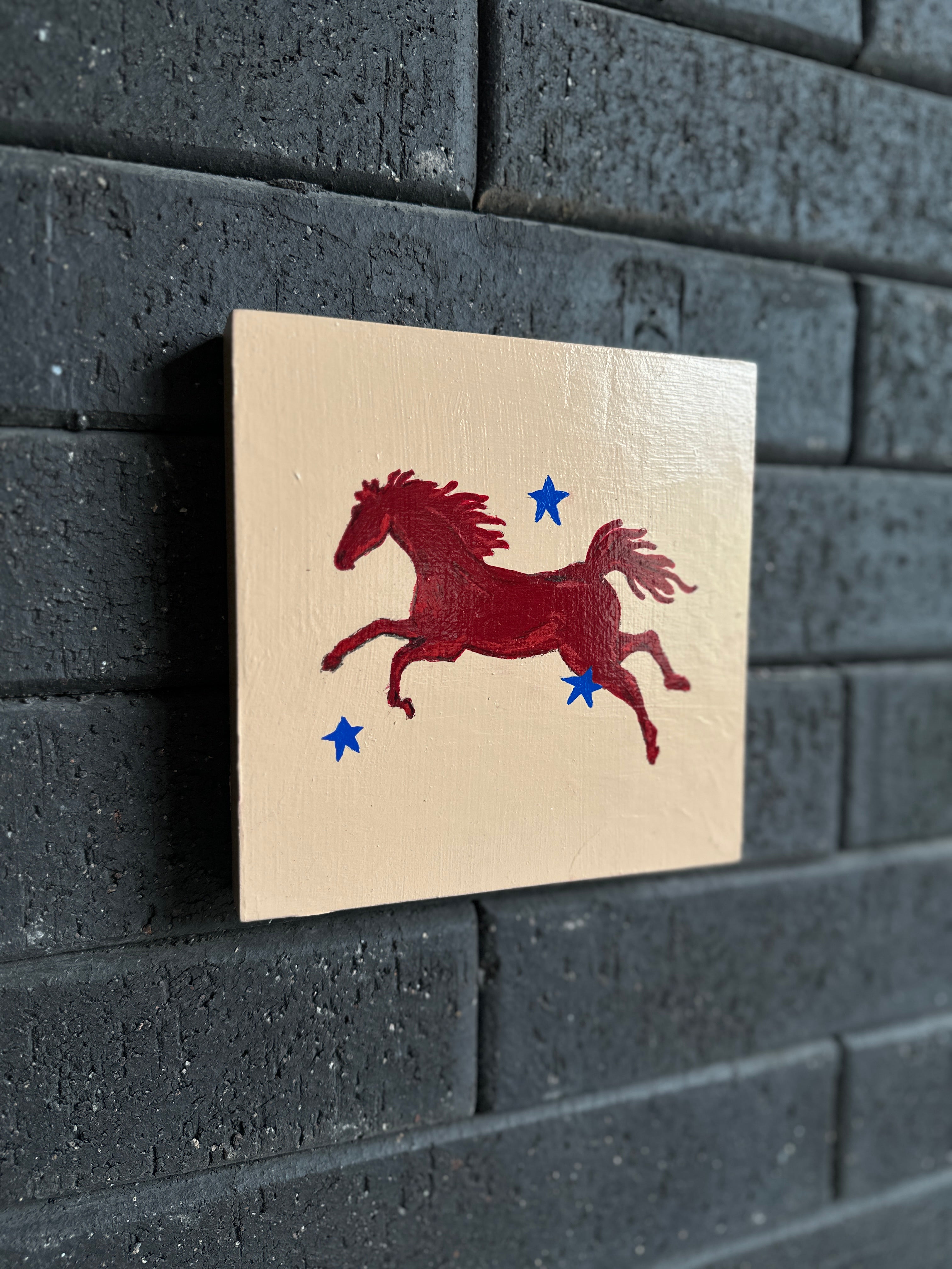 The Rebel · Original Red Horse Painting on Wood | Wild Hearts Collection