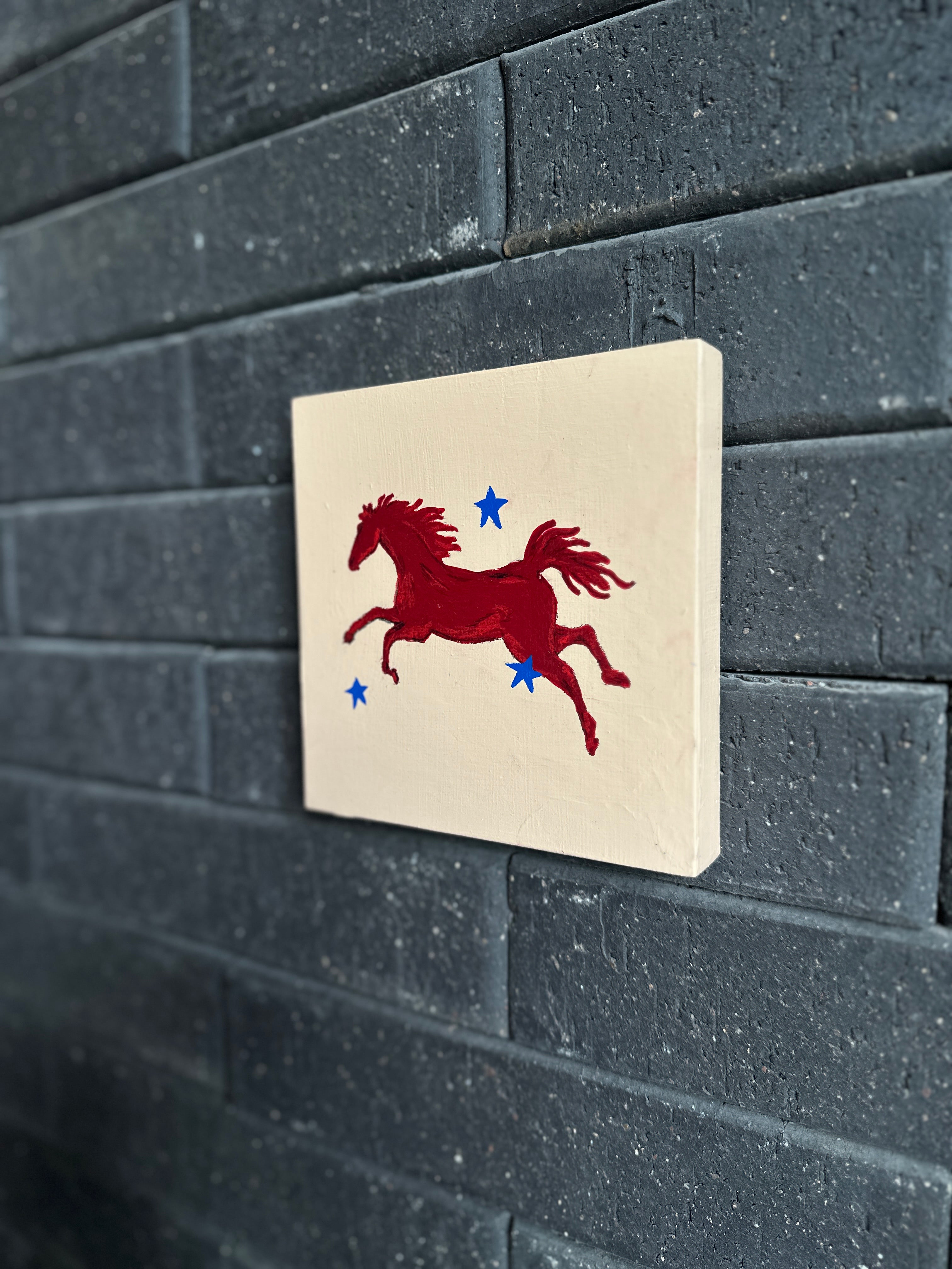 The Rebel · Original Red Horse Painting on Wood | Wild Hearts Collection