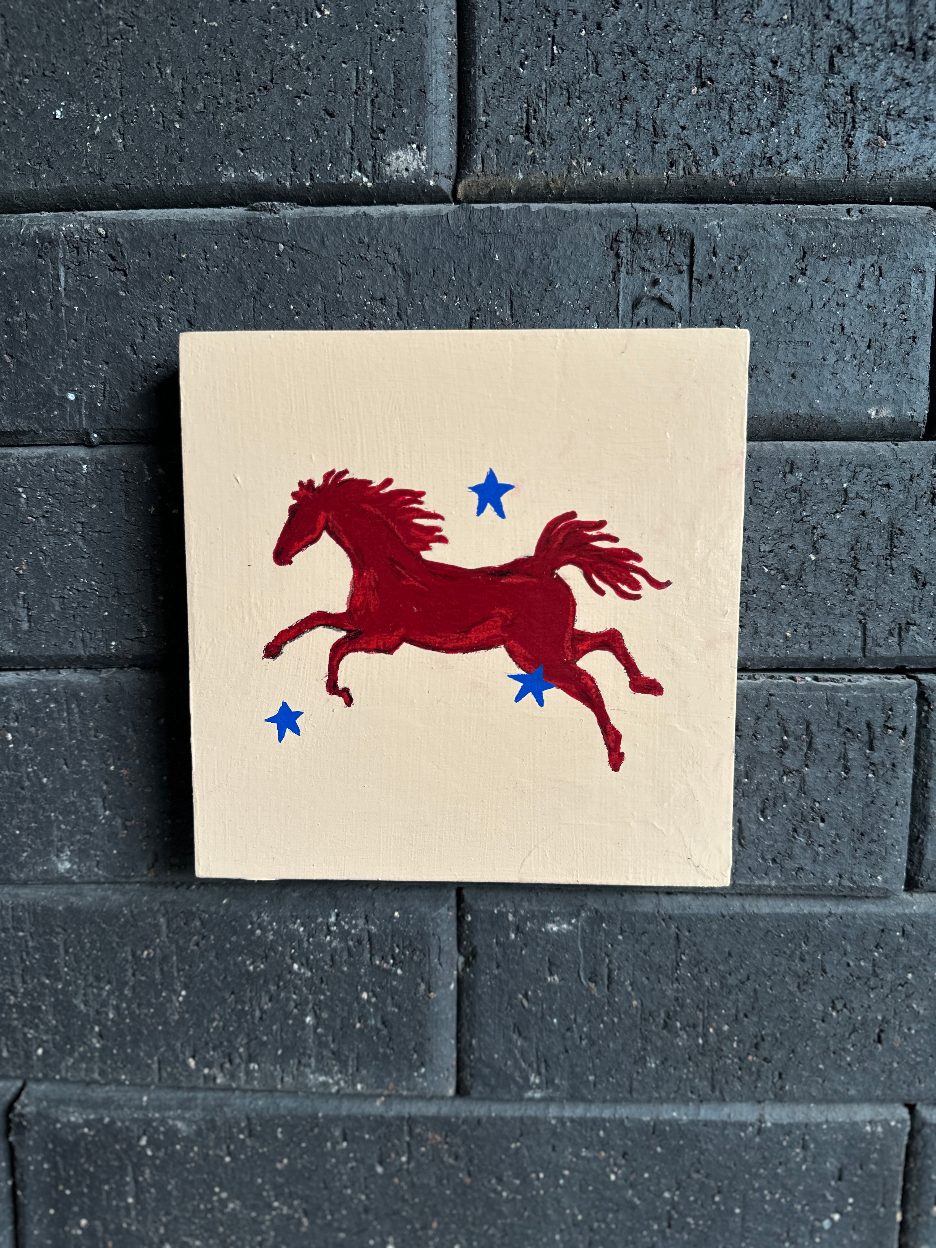 The Rebel · Original Red Horse Painting on Wood | Wild Hearts Collection