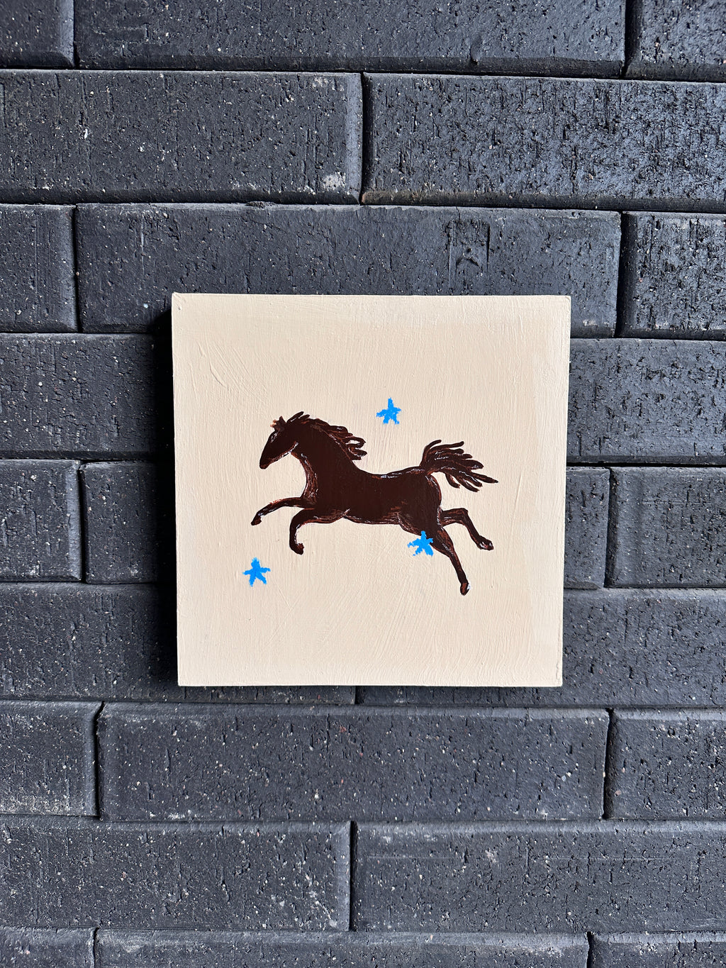 The Anchor · Original Dark Horse Painting on Wood | Wild Hearts Collection