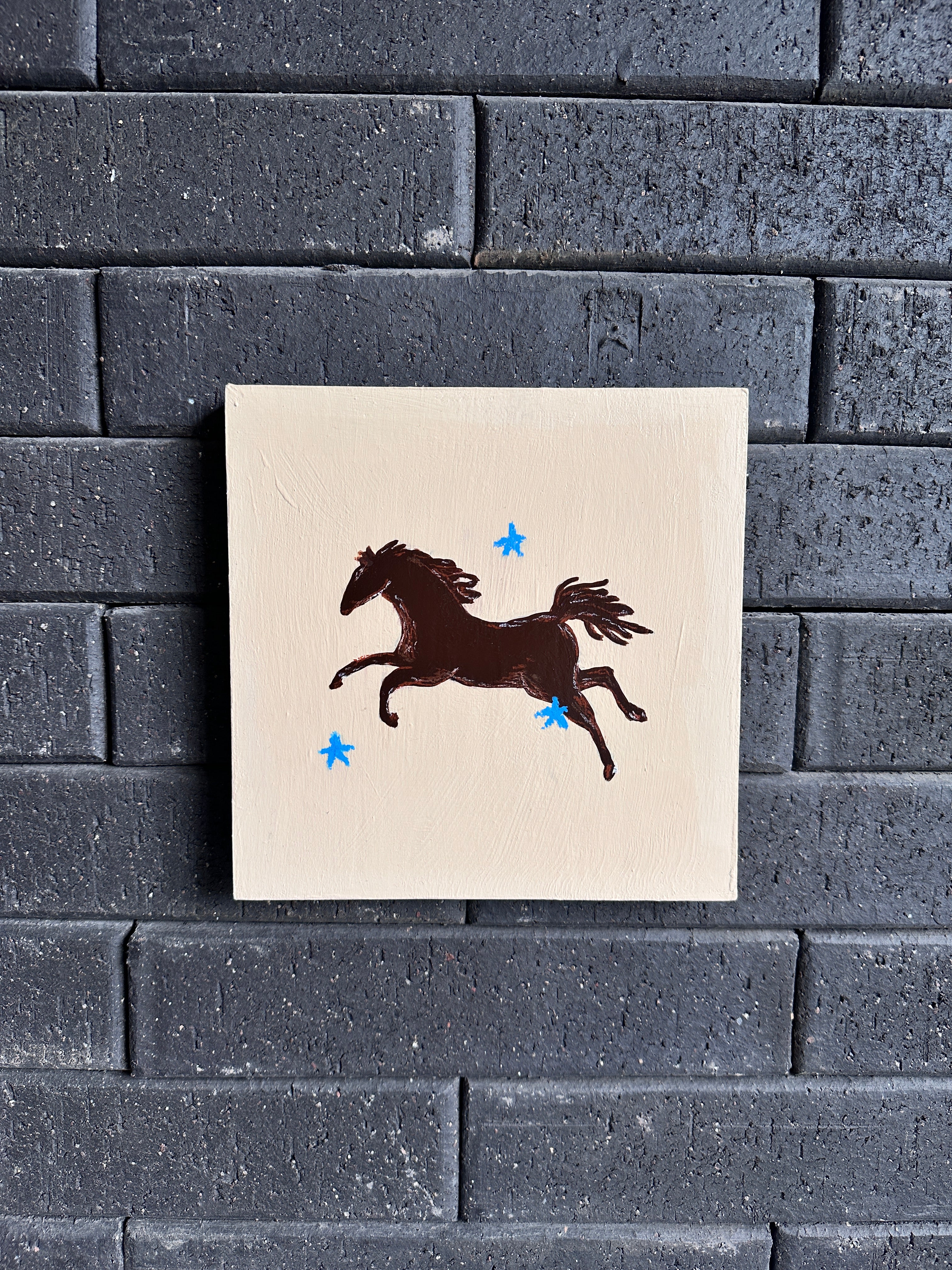 The Anchor · Original Dark Horse Painting on Wood | Wild Hearts Collection