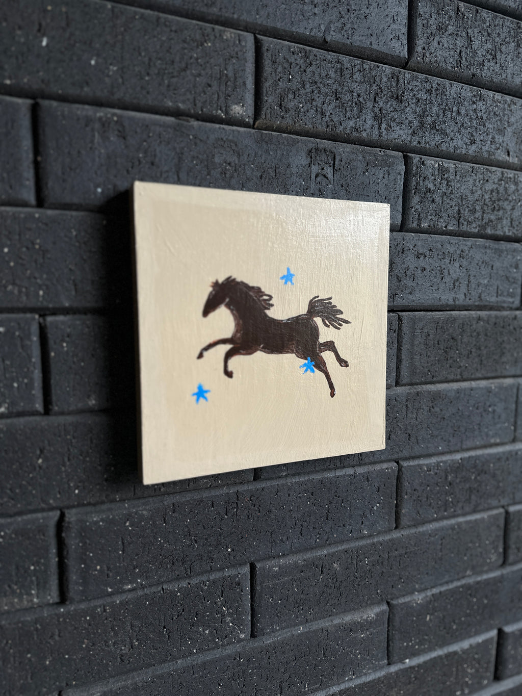The Anchor · Original Dark Horse Painting on Wood | Wild Hearts Collection