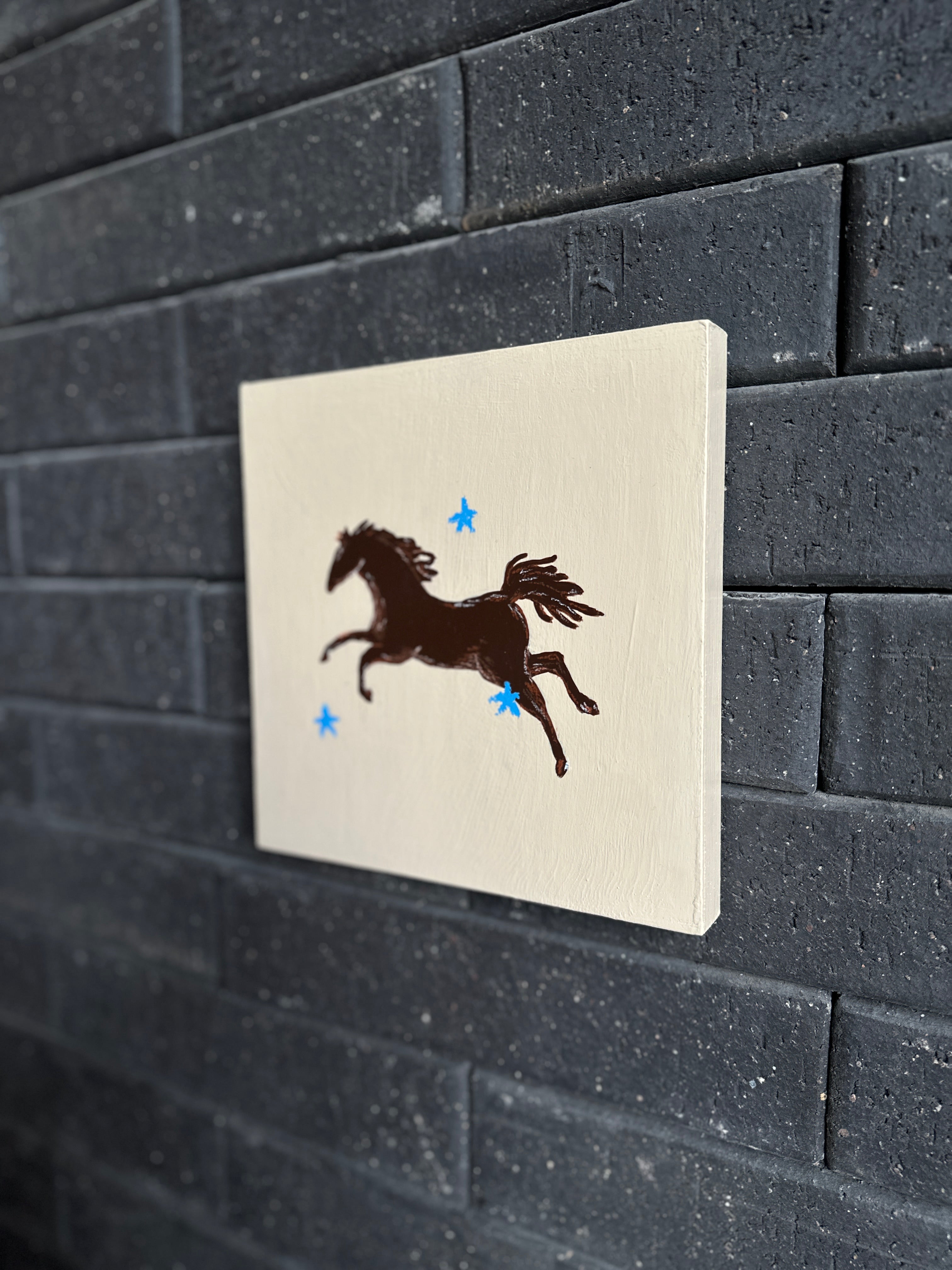 The Anchor · Original Dark Horse Painting on Wood | Wild Hearts Collection