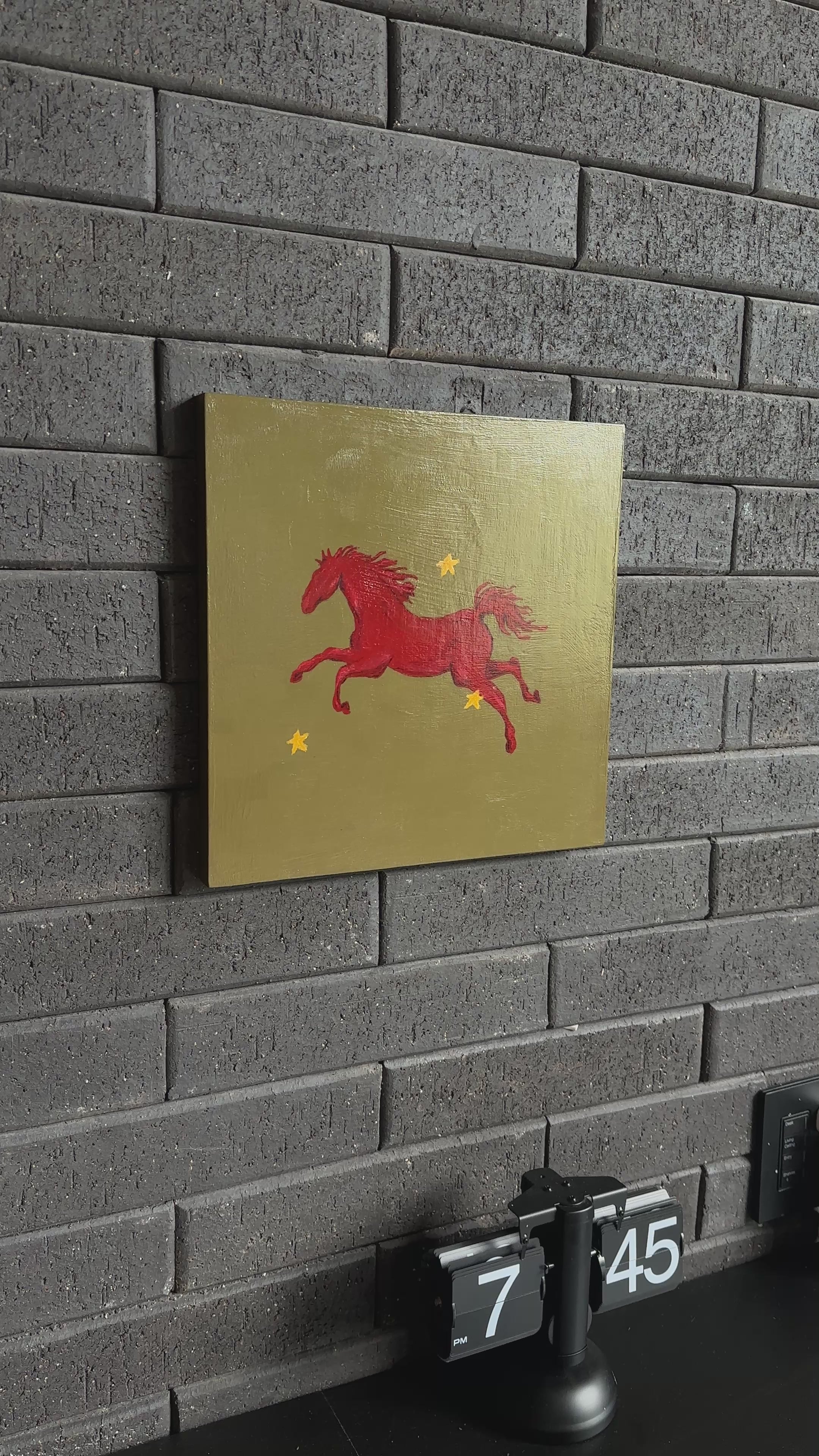 The Wild · Original Red Horse Painting on Ochre Wood | Wild Hearts Collection