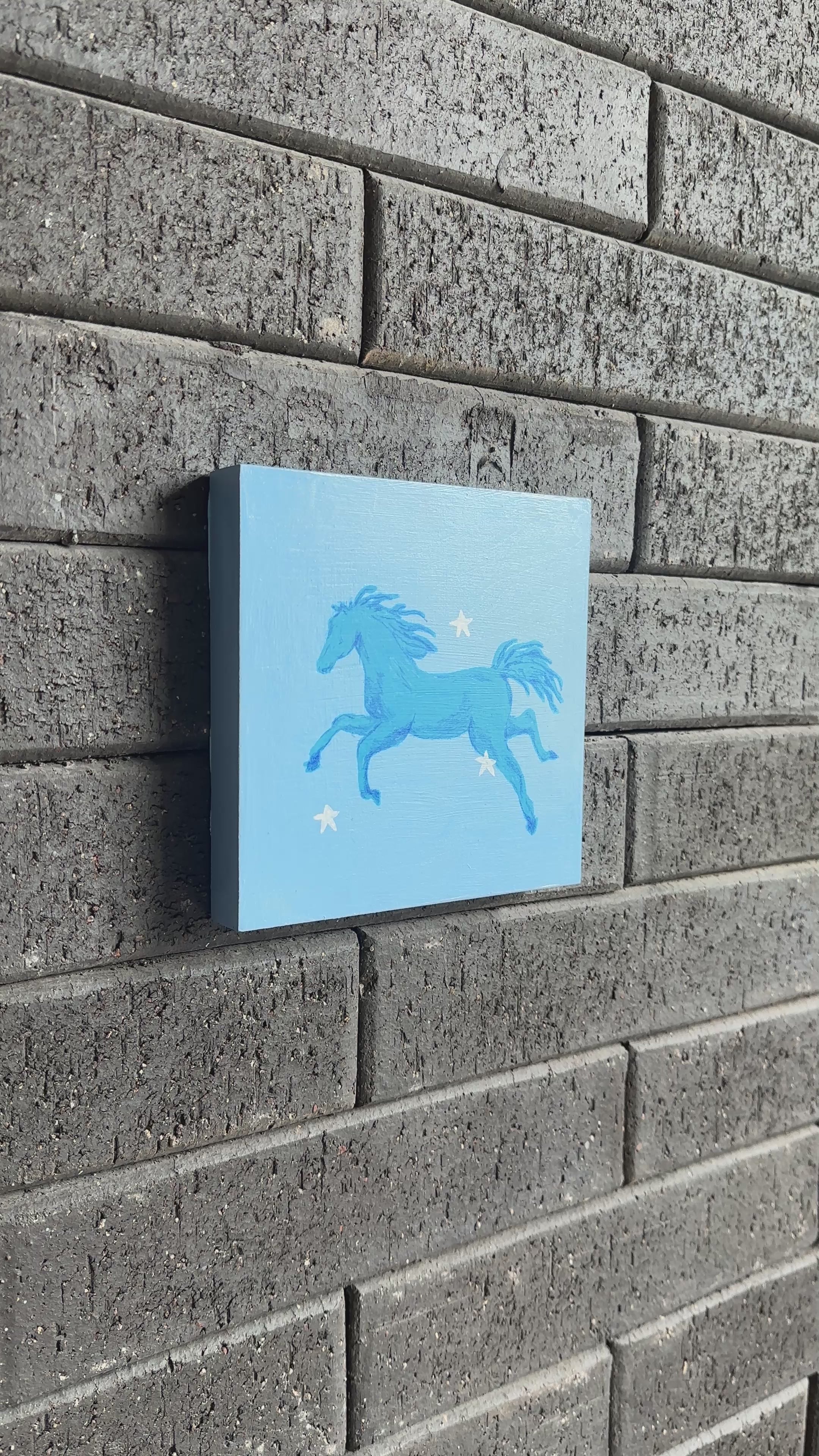 The Dreamer · Original Blue Horse Painting on Wood | Wild Hearts Collection